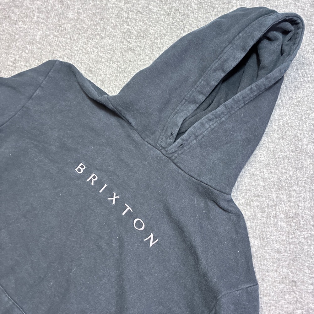 Brixton Hoodie Mens Large‎ Black Graphic Pullover Long Sleeve Skate Surf Y2K